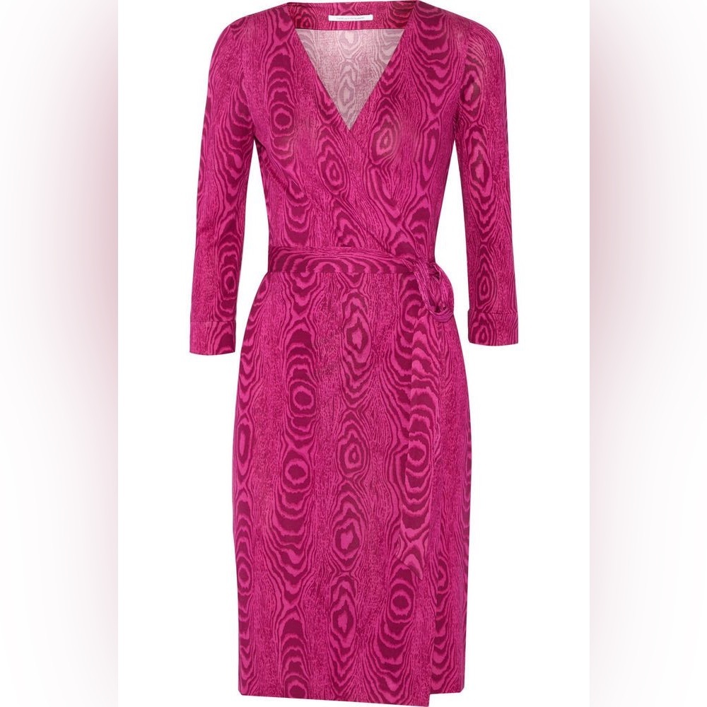 Diane Von Furstenberg NEW JULIAN TWO wrap dress in Wood Grain Pink Size 4 M2